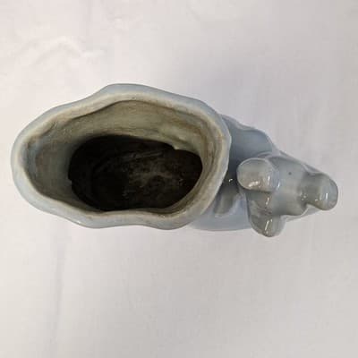 McCoy Dog Puppy with Victorian Shoe Light Blue MCM Planter Vintage - Thumbnail 6