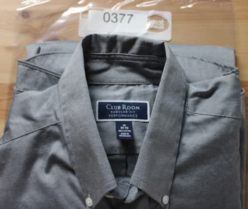 Club Room Men's Dress Shirt Size 15 32-33 Reg Fit Gray Performance Cotton - Thumbnail 6