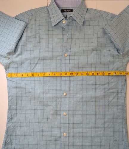 Nautica Mens Size 16 32/33 Classic Fit Blue Long Sleeve Button Down Shirt - Thumbnail 7