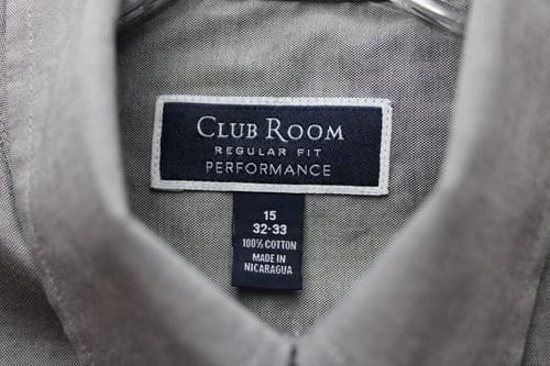 Club Room Men's Dress Shirt Size 15 32-33 Reg Fit Gray Performance Cotton - Thumbnail 4