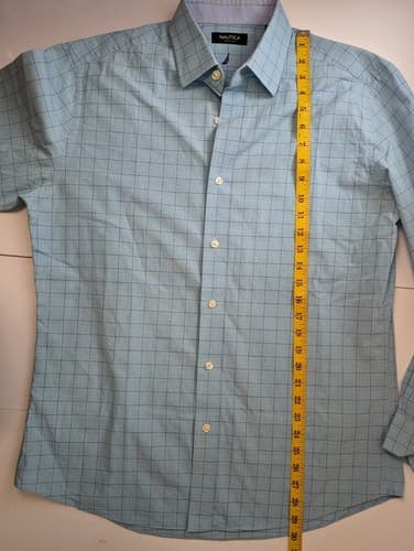 Nautica Mens Size 16 32/33 Classic Fit Blue Long Sleeve Button Down Shirt - Thumbnail 8