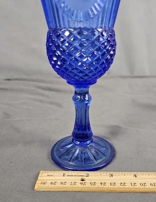 Vintage Fostoria George Washington Cobalt Blue Glass Goblet Wine Stemmed Glass - Thumbnail 10