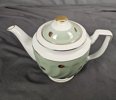 Cynthia Rowley Tea pot Gold Polka Dots Celeron Green 7"x9" - Thumbnail 3