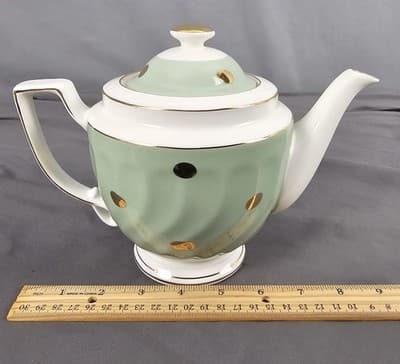 Cynthia Rowley Tea pot Gold Polka Dots Celeron Green 7"x9" - Thumbnail 13