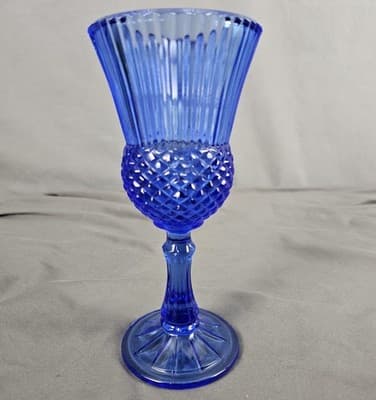 Vintage Fostoria George Washington Cobalt Blue Glass Goblet Wine Stemmed Glass - Thumbnail 5