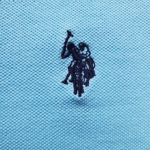 U.S Polo Association Mens Light Blue Size Large Short Sleeve Cotton Shirt - Thumbnail 4