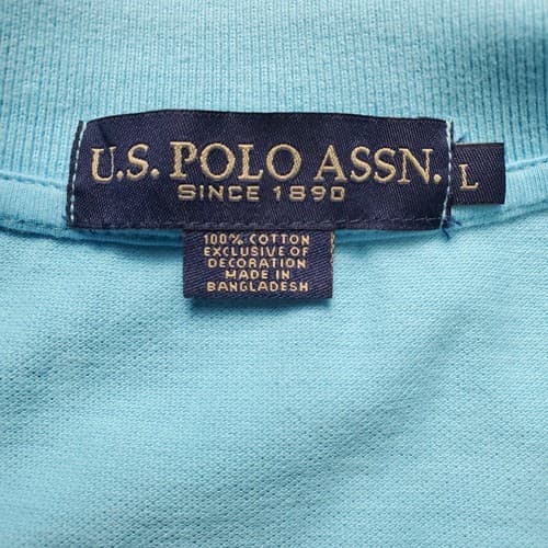 U.S Polo Association Mens Light Blue Size Large Short Sleeve Cotton Shirt - Thumbnail 5