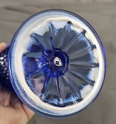 Vintage Fostoria George Washington Cobalt Blue Glass Goblet Wine Stemmed Glass - Thumbnail 6