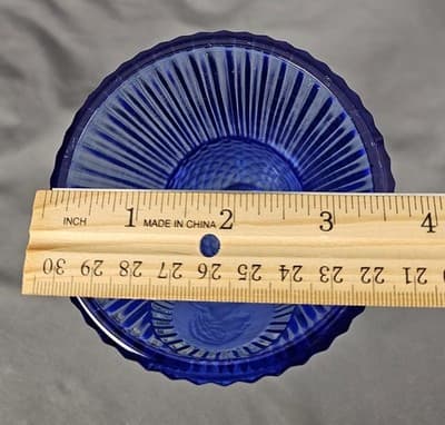 Vintage Fostoria George Washington Cobalt Blue Glass Goblet Wine Stemmed Glass - Thumbnail 9