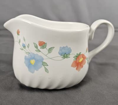 Corelle Delicate Touch Gravy Boat Coordinates Stoneware Blue & Orange Flowers - Thumbnail 4