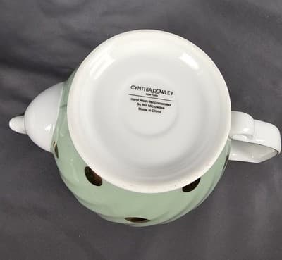 Cynthia Rowley Tea pot Gold Polka Dots Celeron Green 7"x9" - Thumbnail 9