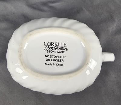 Corelle Delicate Touch Gravy Boat Coordinates Stoneware Blue & Orange Flowers - Thumbnail 5