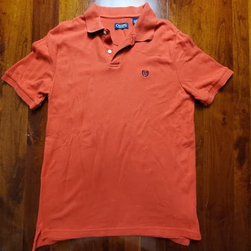 Chaps Men's Large 100% Cotton Orange Short Sleeve Polo - Thumbnail 2