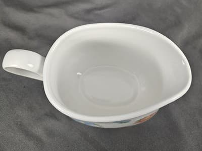 Corelle Delicate Touch Gravy Boat Coordinates Stoneware Blue & Orange Flowers - Thumbnail 3