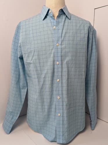 Nautica Mens Size 16 32/33 Classic Fit Blue Long Sleeve Button Down Shirt - Thumbnail 2