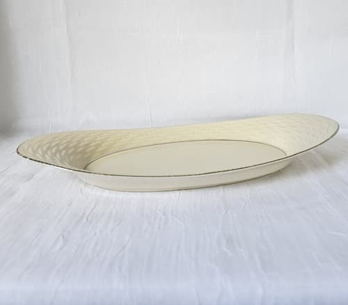 Lenox Bread Tray Celery Platinum Edge Basket Weave 13.5" x 6" Vintage - Thumbnail 3
