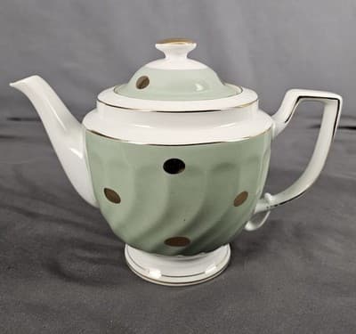 Cynthia Rowley Tea pot Gold Polka Dots Celeron Green 7"x9" - Thumbnail 2