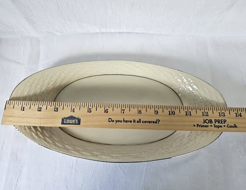 Lenox Bread Tray Celery Platinum Edge Basket Weave 13.5" x 6" Vintage - Thumbnail 6
