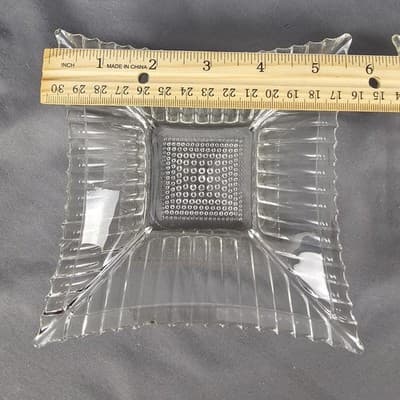 Art Deco Style Square Clear Glass Dish Tray Candy Trinket Bowls Ashtray Lot Of 2 - Thumbnail 7