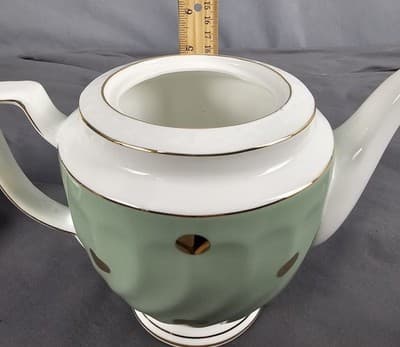 Cynthia Rowley Tea pot Gold Polka Dots Celeron Green 7"x9" - Thumbnail 12