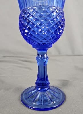 Vintage Fostoria George Washington Cobalt Blue Glass Goblet Wine Stemmed Glass - Thumbnail 11