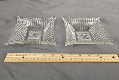 Art Deco Style Square Clear Glass Dish Tray Candy Trinket Bowls Ashtray Lot Of 2 - Thumbnail 9