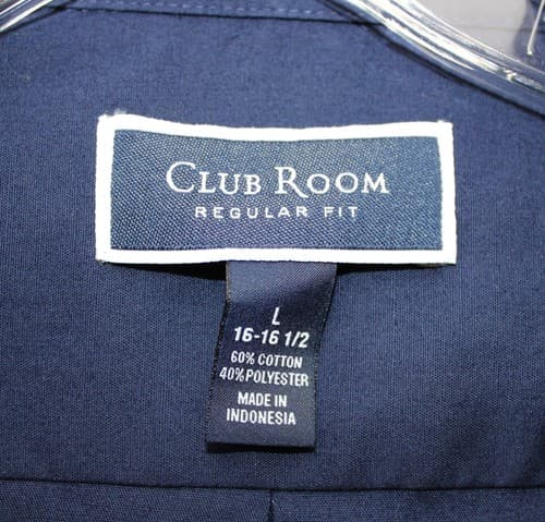 Club Room Men's Dress Shirt 16-16 1/2 Dark Blue Regular Fit 60%Cotton 40%Poly - Thumbnail 3