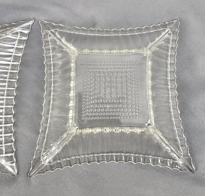 Art Deco Style Square Clear Glass Dish Tray Candy Trinket Bowls Ashtray Lot Of 2 - Thumbnail 5