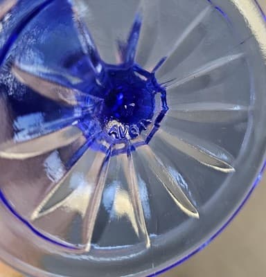 Vintage Fostoria George Washington Cobalt Blue Glass Goblet Wine Stemmed Glass - Thumbnail 7