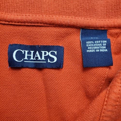 Chaps Men's Large 100% Cotton Orange Short Sleeve Polo - Thumbnail 5
