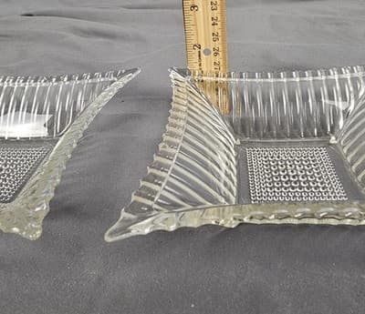 Art Deco Style Square Clear Glass Dish Tray Candy Trinket Bowls Ashtray Lot Of 2 - Thumbnail 8
