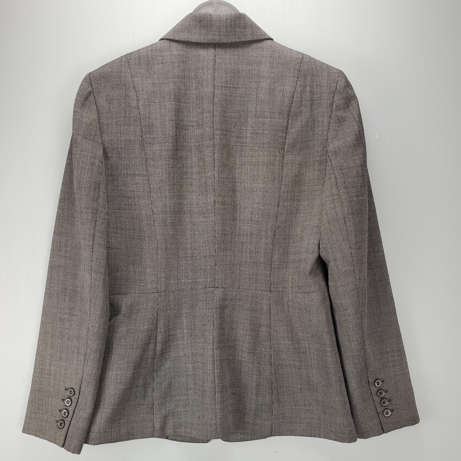Women's Blazer AK Anne Klein Fitted Jacket Gray Tweed Size 8 Polyester/Wool - Thumbnail 2