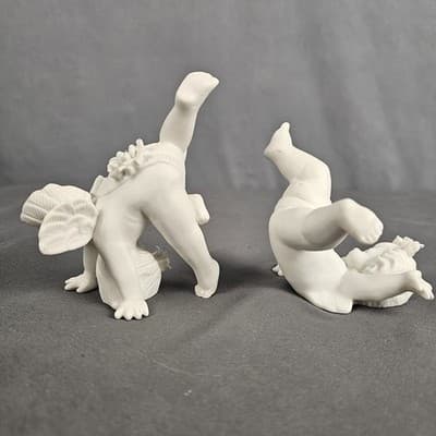 Vintage Set of 2 SIA Home Fashion Bisque Porcelain Cherub Figurines - Thumbnail 5