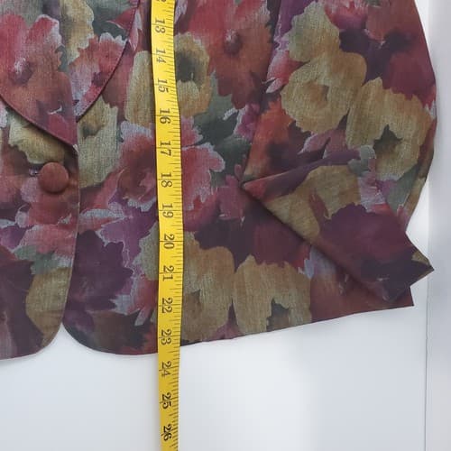 New York Co. Womens Light Weight Jacket Floral Large Vintage Shoulder pads - Thumbnail 3