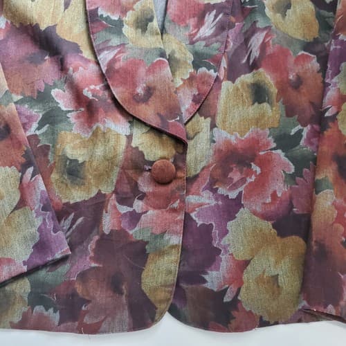 New York Co. Womens Light Weight Jacket Floral Large Vintage Shoulder pads - Thumbnail 6