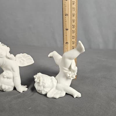 Vintage Set of 2 SIA Home Fashion Bisque Porcelain Cherub Figurines - Thumbnail 10