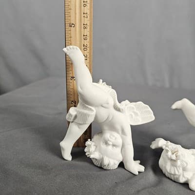 Vintage Set of 2 SIA Home Fashion Bisque Porcelain Cherub Figurines - Thumbnail 9