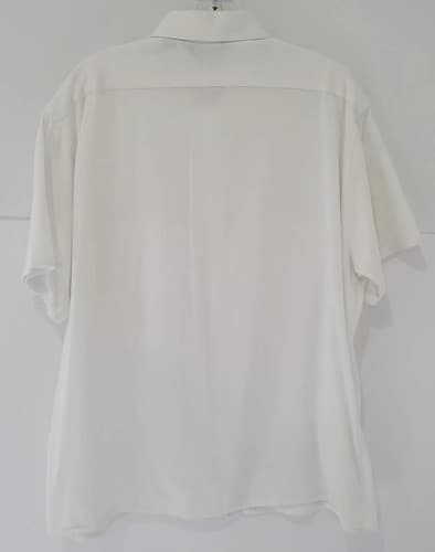 Mens Short Sleeve Button Up Van Heusen Shirt XL White Pockets - Thumbnail 3