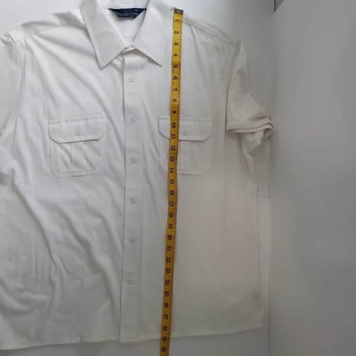 Mens Short Sleeve Button Up Van Heusen Shirt XL White Pockets - Thumbnail 5
