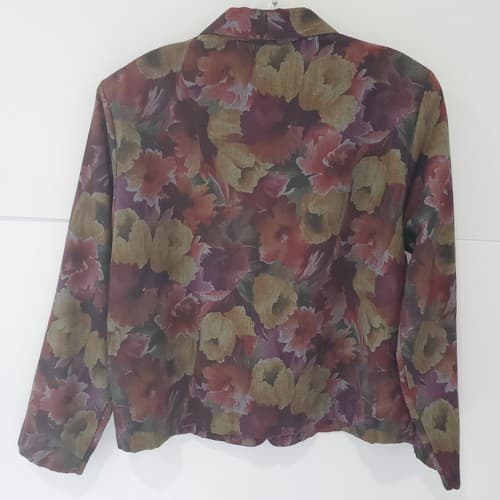 New York Co. Womens Light Weight Jacket Floral Large Vintage Shoulder pads - Thumbnail 9