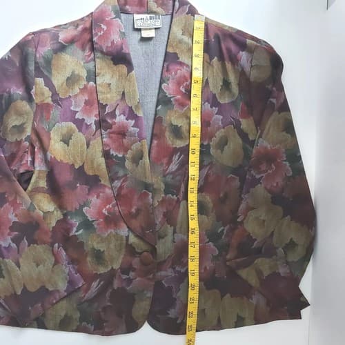 New York Co. Womens Light Weight Jacket Floral Large Vintage Shoulder pads - Thumbnail 4