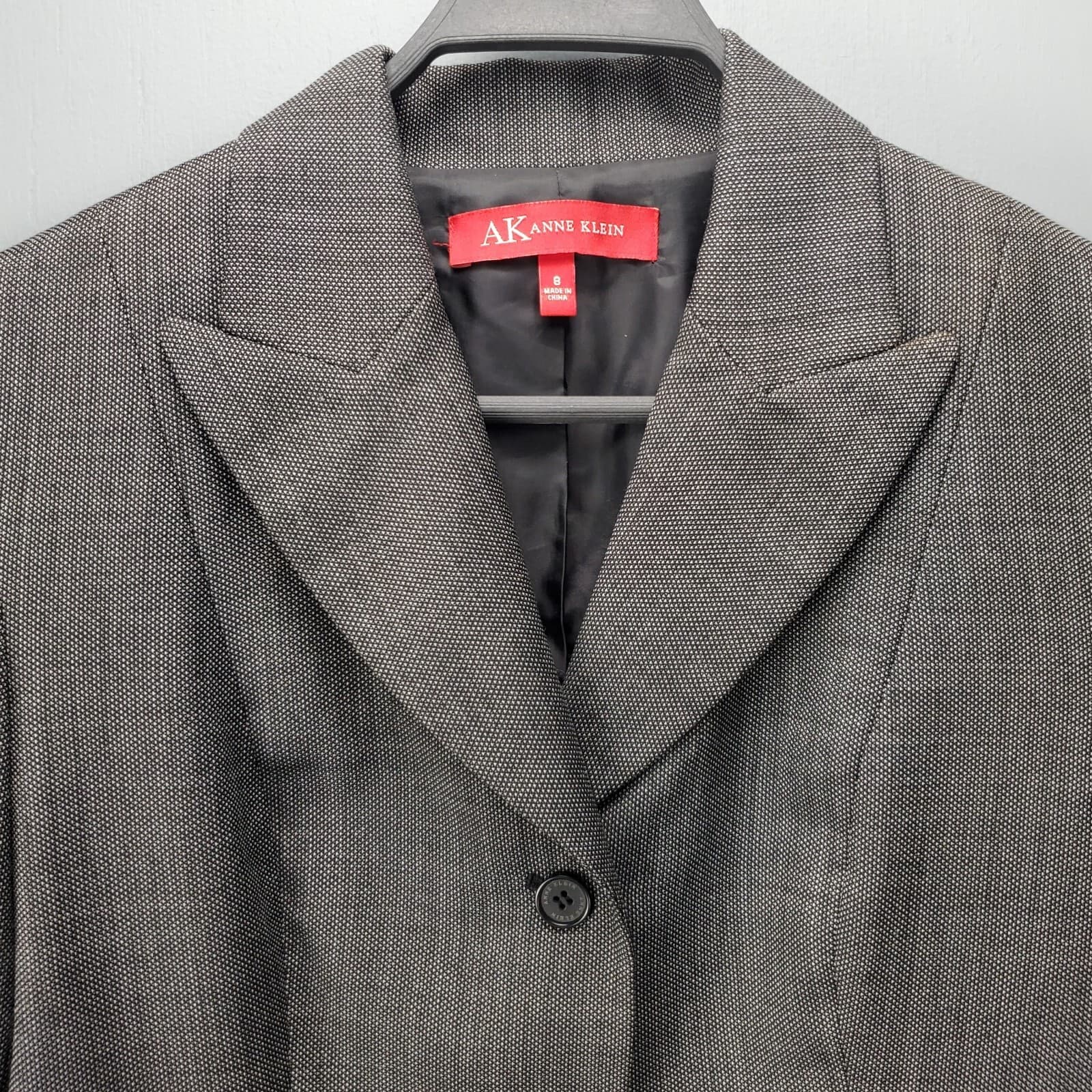 Women's Blazer AK Anne Klein Fitted Jacket Gray Tweed Size 8 Polyester/Wool - Thumbnail 3