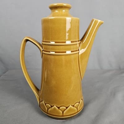 Golden Seville Teapot Pitcher Mustard Yellow Tall Coffee Tea Pot DW Safe Japan - Thumbnail 2