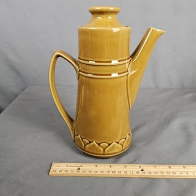 Golden Seville Teapot Pitcher Mustard Yellow Tall Coffee Tea Pot DW Safe Japan - Thumbnail 8