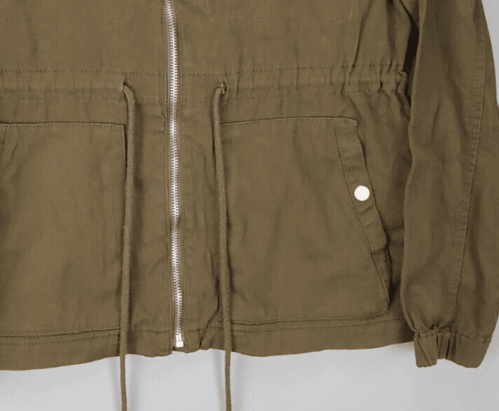Old Navy Womens Khaki Jacket Zipper Draw String Waist Pockets SP Small - Thumbnail 4