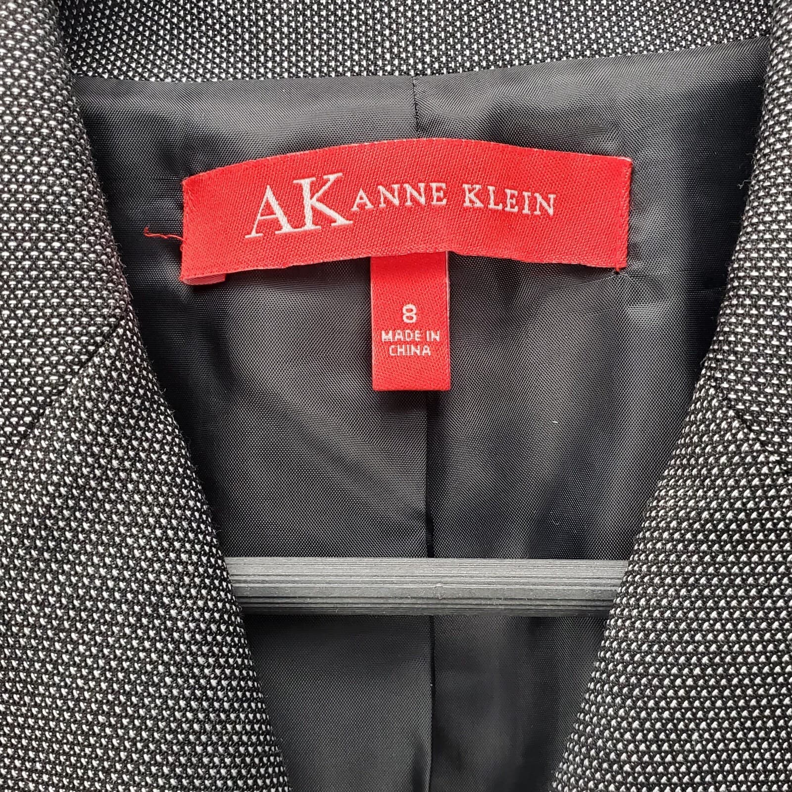 Women's Blazer AK Anne Klein Fitted Jacket Gray Tweed Size 8 Polyester/Wool - Thumbnail 4