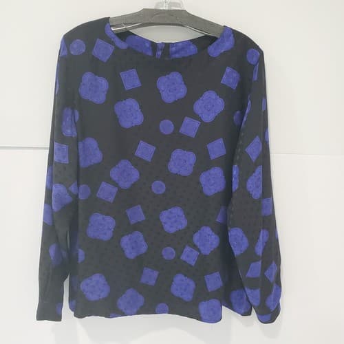 Vintage Women's Silk Paul Stanley Shirt Size 12 Black with Purple - Thumbnail 7