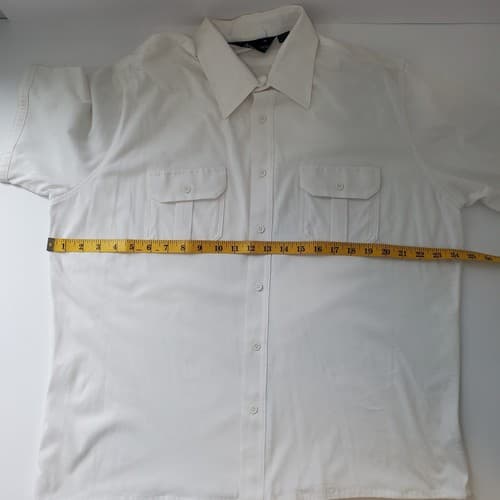 Mens Short Sleeve Button Up Van Heusen Shirt XL White Pockets - Thumbnail 6