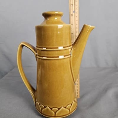 Golden Seville Teapot Pitcher Mustard Yellow Tall Coffee Tea Pot DW Safe Japan - Thumbnail 9