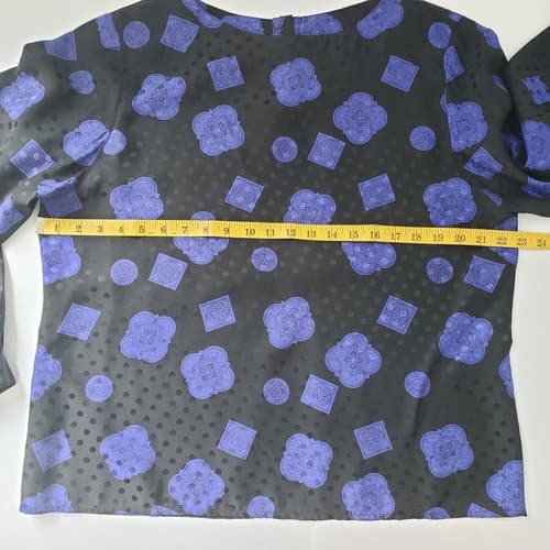 Vintage Women's Silk Paul Stanley Shirt Size 12 Black with Purple - Thumbnail 4